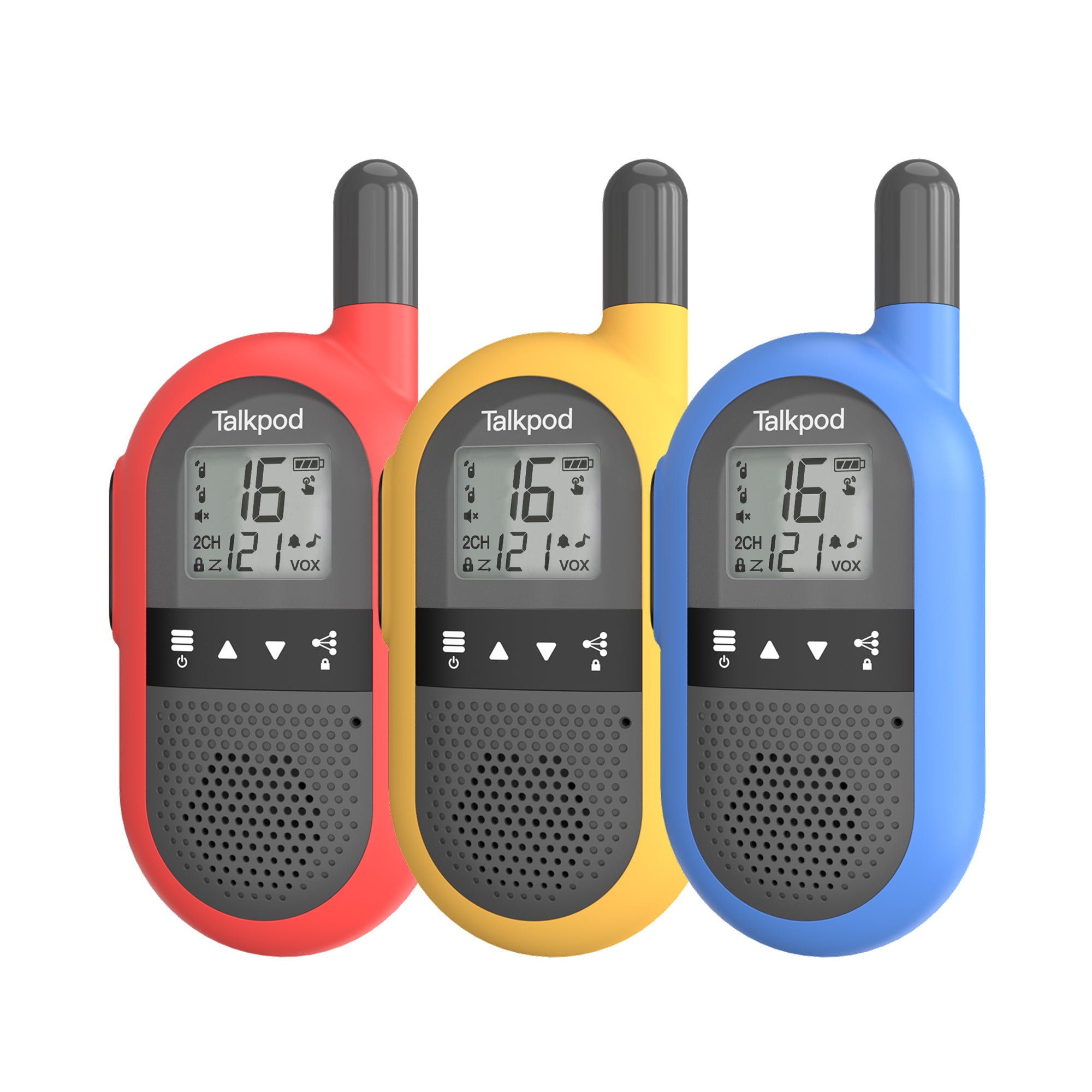 Talkpod F40 PMR446 Walkie-talkies (Triple Pack) Red/Blue/Yellow and Black
