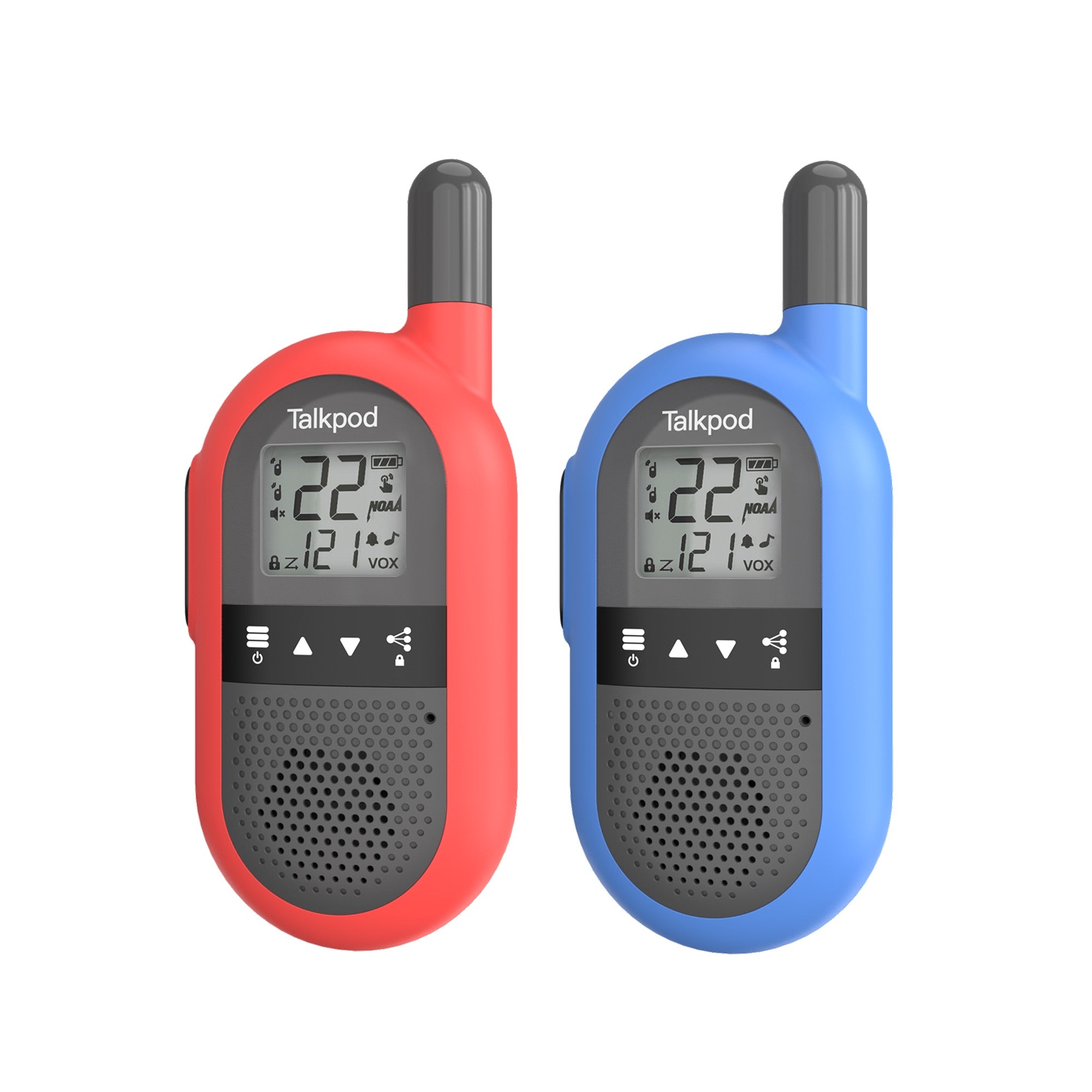 Talkpod F40 FRS Walkie Talkies (Dual Pack) Blue/Red/Green/Yellow and Black