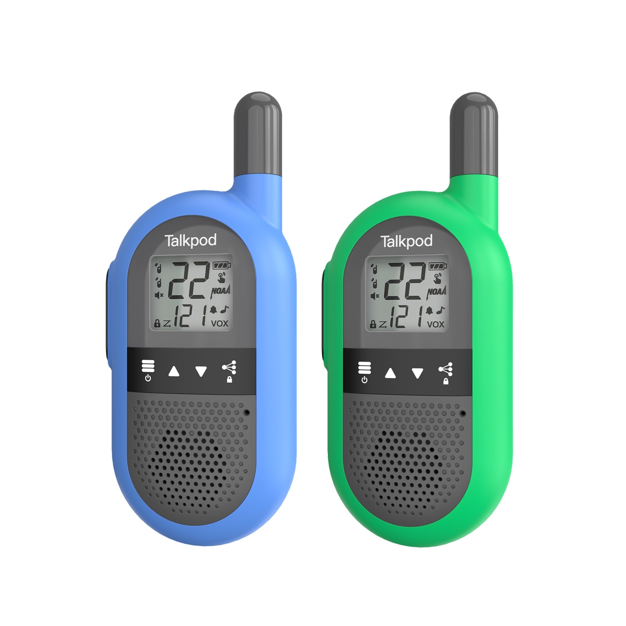 Talkpod F40 FRS Walkie Talkies (Dual Pack) Blue/Red/Green/Yellow and Black