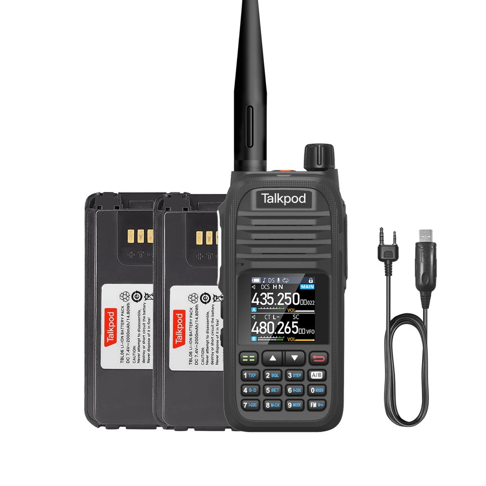 Talkpod® A36SE UHF/VHF Airband FM/AM Broadcast Portable Receiver with an Extra TBL20 1500mAh Li-ion Battery