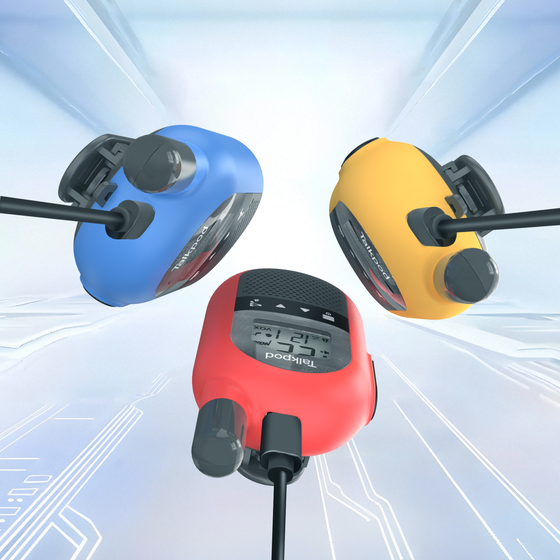 Talkpod F40 FRS Walkie Talkies (Triple Pack) Red/Blue/Yellow and Black