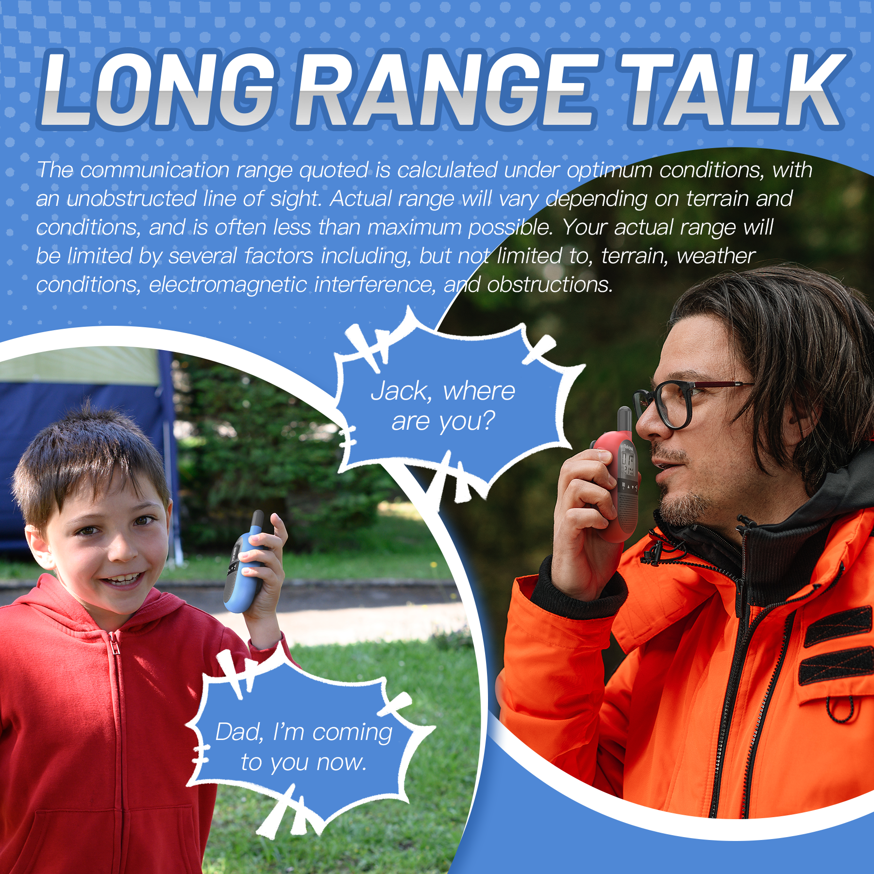 Talkpod F40 PMR446 Walkie-talkies (Quad Pack) Red/Yellow/Green/Blue and Black
